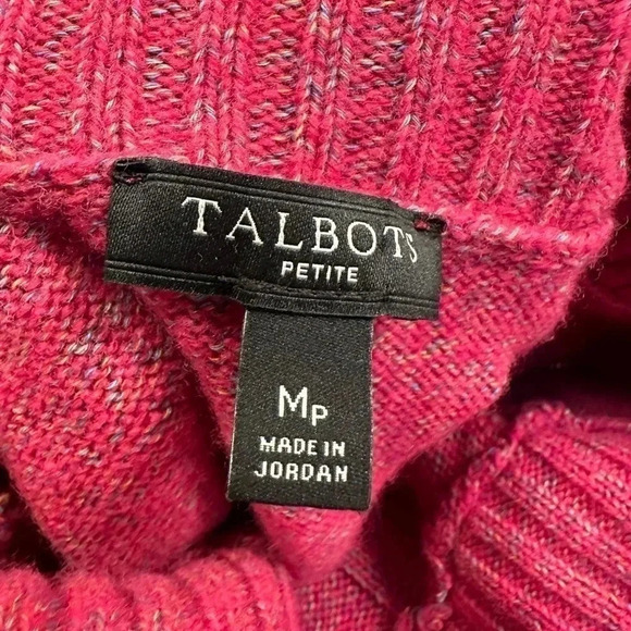 Talbots | Pink Merle Merino Wool Blend Turtleneck Sweater Size MP Medium Petite - Picture 9 of 11